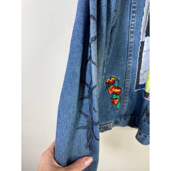 Brooklyn Cloth Denim Jacket L Self-Made Graphic Jean Patchwork Streetwear - Picture 13 of 14